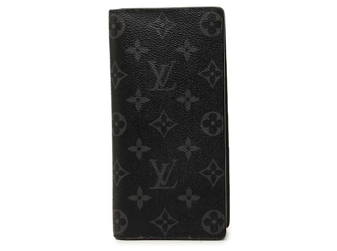 Louis Vuitton Monogram Eclipse Portefeuille Brazza Long Wallet Nero