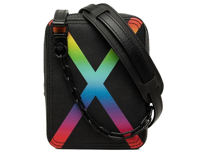 Louis Vuitton Taiga Rainbow Danube Messenger Bag Black Multiple colors