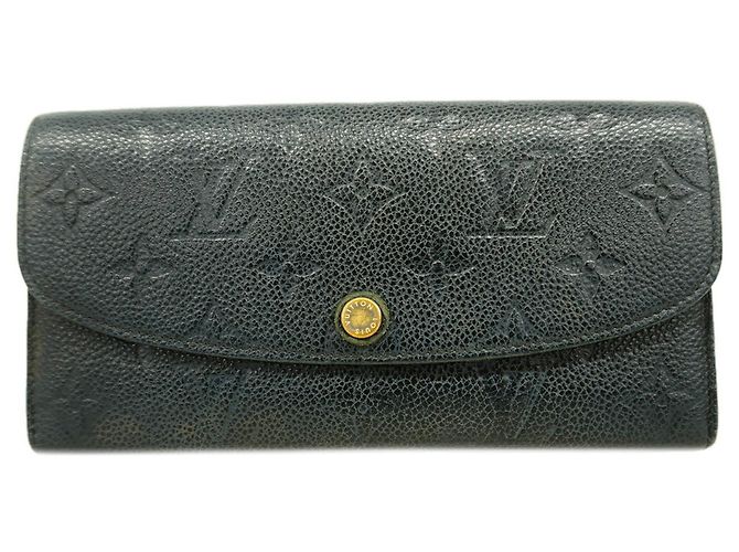 Louis Vuitton Monogram Empreinte Portefeuille Emilie Long Wallet Black