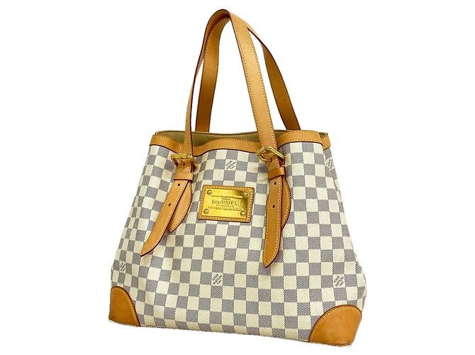 Louis Vuitton Damier Azur Hampstead MM Tote Bag Weiß