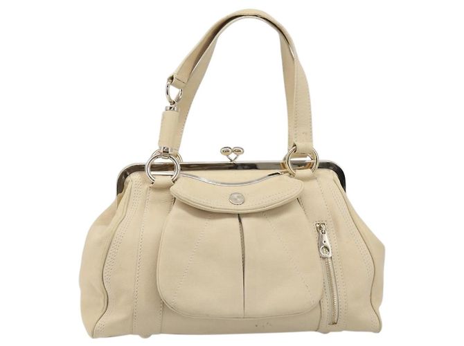 Céline Celine Vintage Kisslock Frame Leather Beige