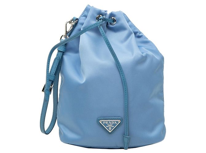 Pochette à cordon en Re-Nylon avec plaque logo Triangle Prada