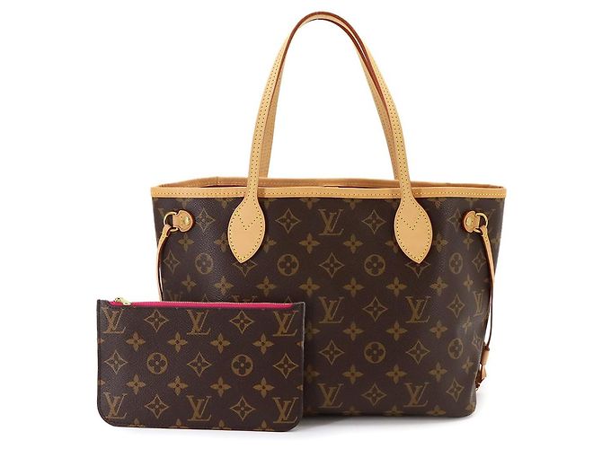 Louis Vuitton Monogram Neverfull PM Tote Handtasche Braun Pink