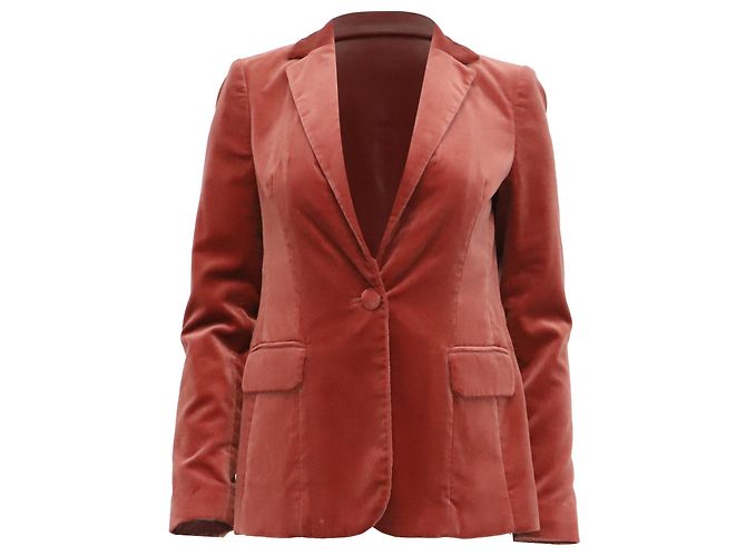Autre Marque  Frame Single-Breasted Blazer in Rust Orange Cotton