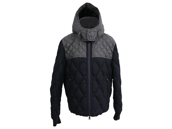 Moncler Labastide Hooded Down Jacket in Navy Blue Polyamide