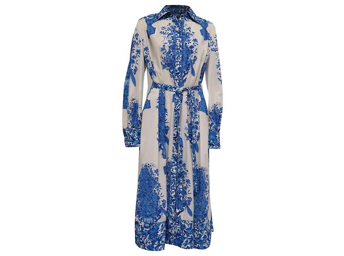 Valentino Garavani Abito camicia midi Valentino con stampa floreale in cotone blu