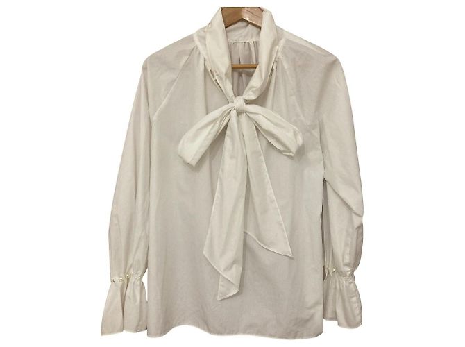 Autre Marque Blusa in chiffon Mystrada con maniche di perle e fiocco