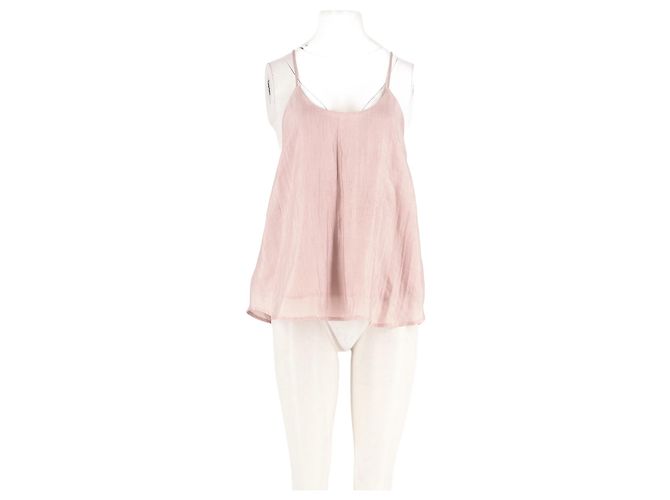 The Row Rosa Seidentop mit V Ausschnitt Pink