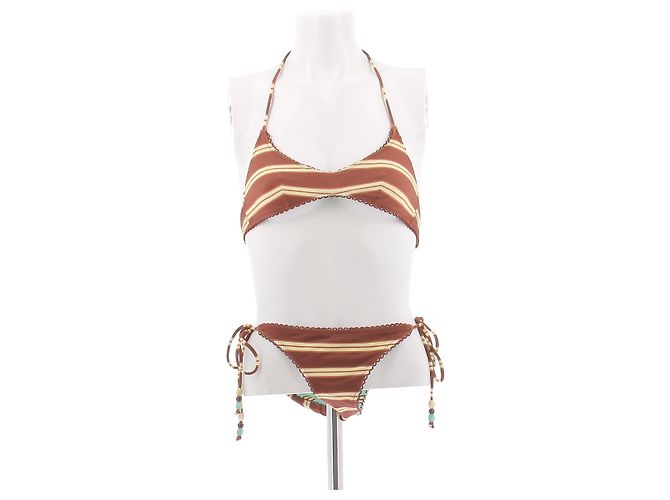 Autre Marque Bikini a righe marrone Multicolore