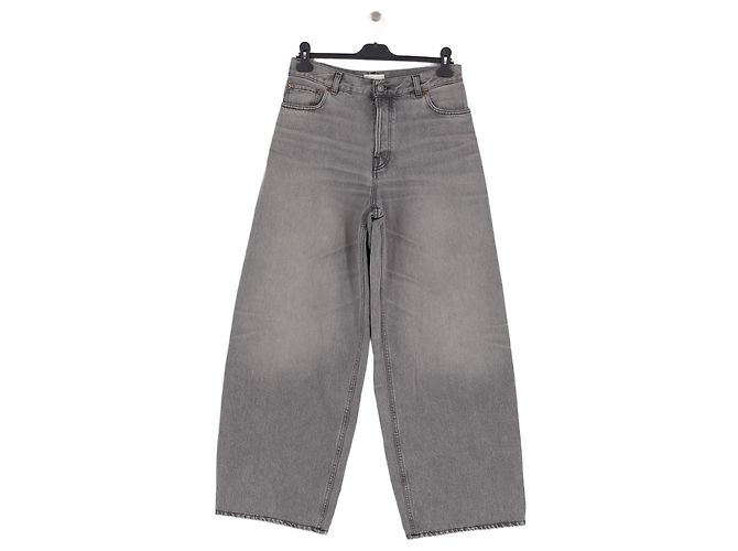 Jeans Haikure de algodão cinza corte largo cintura alta