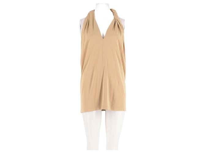 Top senza maniche beige con scollo a V Totême