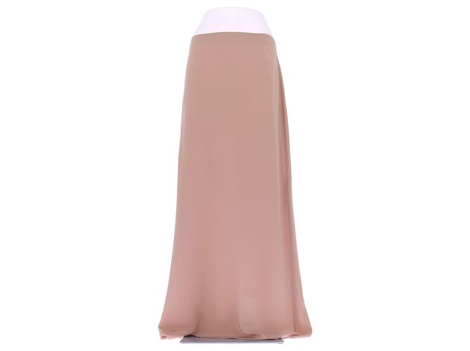 Falda maxi de seda beige Johanna Ortiz