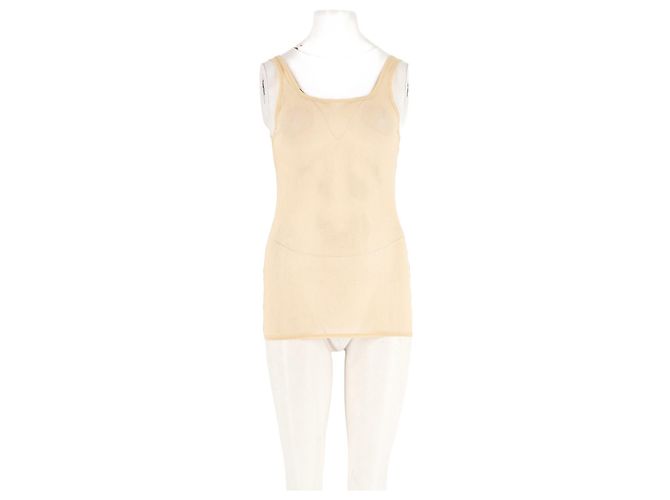 Soeur Baumwoll Tanktop Beige mit eckigem Ausschnitt