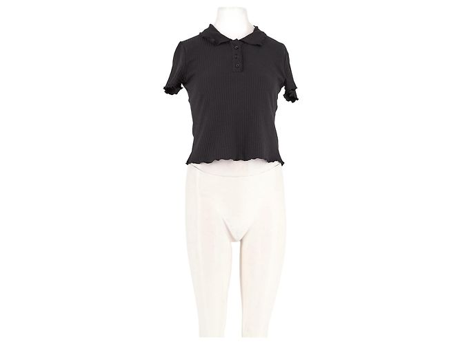 Autre Marque Polo cropped de algodão preto VIKTORIACHAN