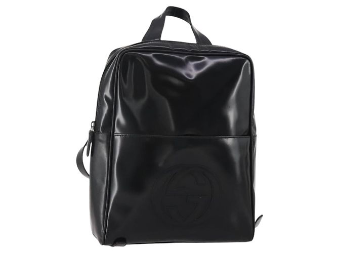 GUCCI Backpack Patent Black Silver