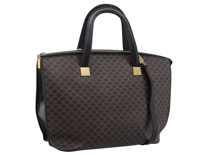 Céline CELINE Macadam Handtasche PVC Leder 2way Schwarz Goldfarben