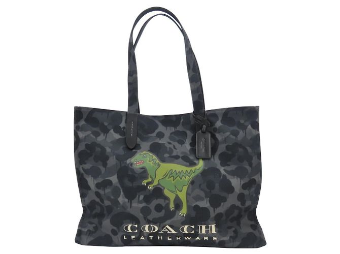 Bolsa de Ombro Coach Lexi CCD11 em Lona Camuflada e Couro Marrom Preto Verde
