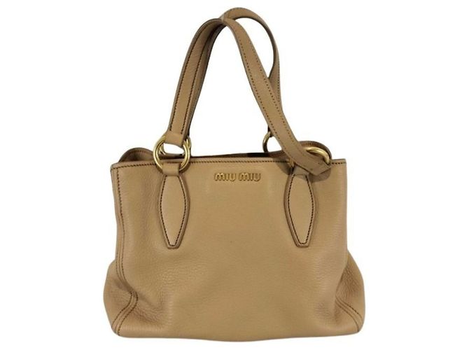 Bolsa de mão Miu Miu em couro bege