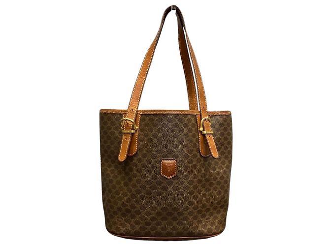 Céline Bolso Tote Celine Macadam de piel Castaño