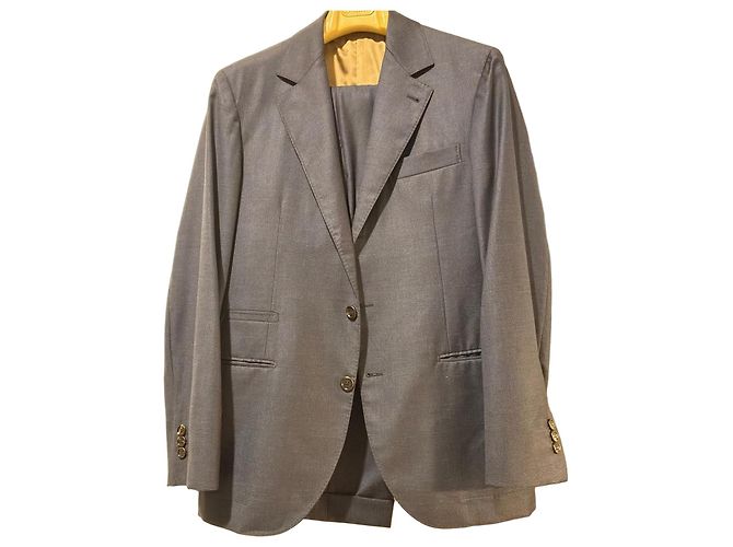 Traje Brunello Cucinelli de lana virgen gris Azul marino Azul oscuro