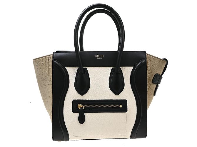 Céline Celine Tricolor Luggage Leather Micro Beige
