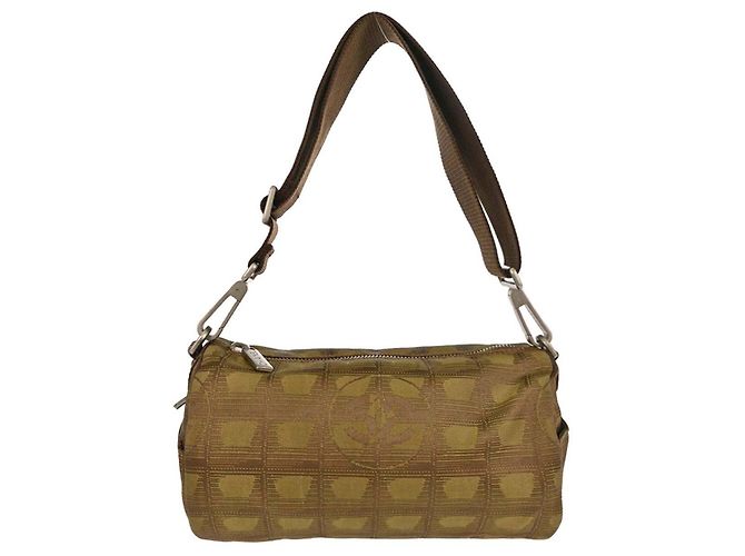 Chanel Travel Line Barrel Nylon Medium Caqui