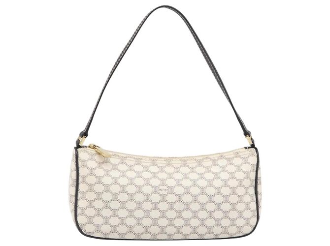 Céline Borsa a spalla con zip Celine Triomphe Macadam in tela Bianco