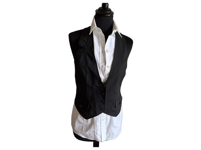 Dolce & Gabbana Set camicia e gilet a righe Nero Bianco