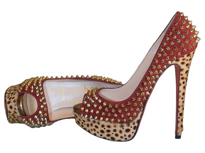 Lady Peep Christian Louboutin Décolleté Louboutin borchiate leopardate