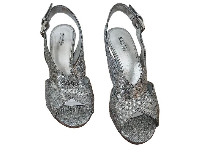 Sandali con tacco Michael Kors argento glitter