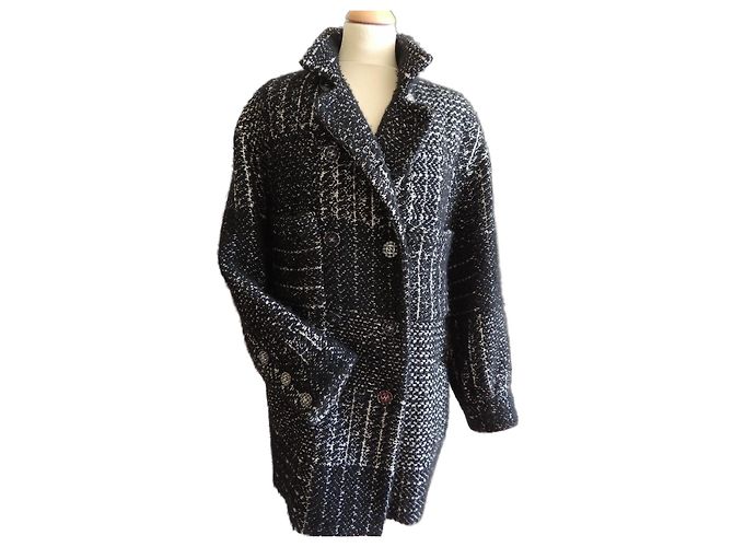 Chanel Cappotto Tweed Cashmere Nero Bianco