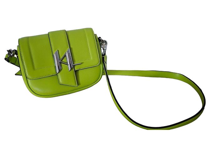 Karl Lagerfeld K/Saddle Small shoulder bag in lime green leather