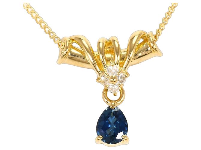 Autre Marque Collana in oro giallo 18K con zaffiro e diamante