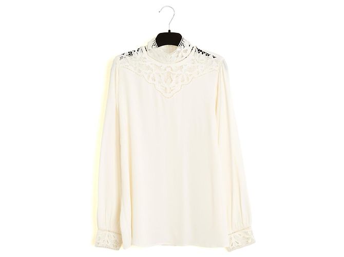 Céline Celine Top de Seda e Renda Hedi Slimane Cru