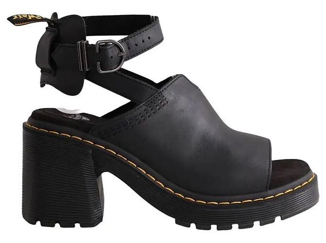 Mules Dr. Martens em couro preto