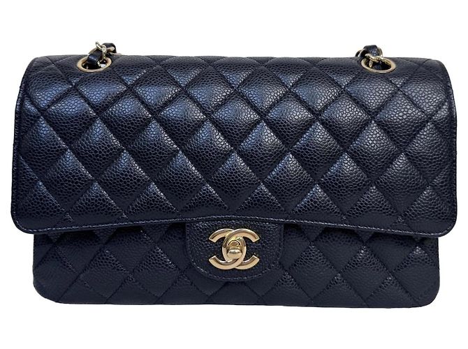 Classique Sac Chanel Classic Double Flap Medium Cuir Caviar Noir et Or