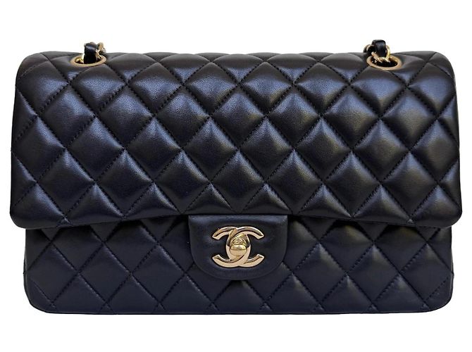 Timeless Chanel Classic Double Flap Medium Schwarz Lammleder