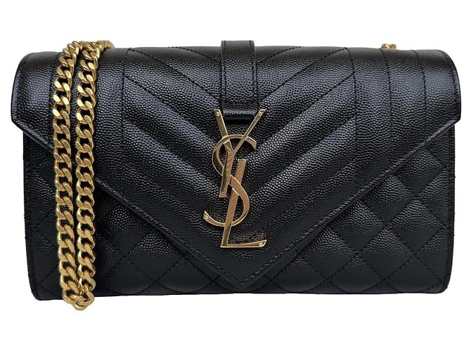 Autre Marque Saint Laurent Bolso Envelope Flap Small Cuero Negro