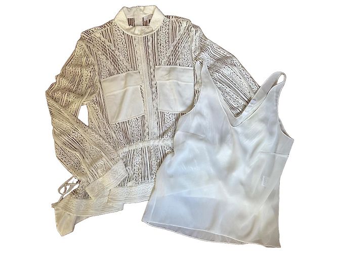 Chloé Set Chloe camicia in pizzo e canotta in seta Bianco sporco