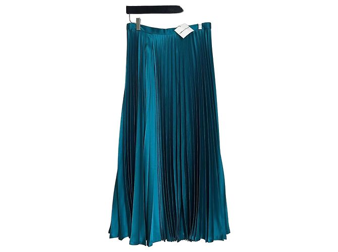 Comme Des Garcons Plissierter langer Rock in Petrolblau