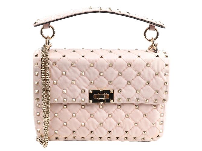 Borsa a spalla 2Way Valentino Garavani Rockstud Spike in pelle Rosa