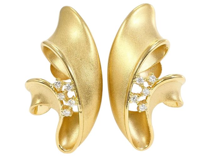 Autre Marque Orecchini a clip in oro giallo 18K e diamanti