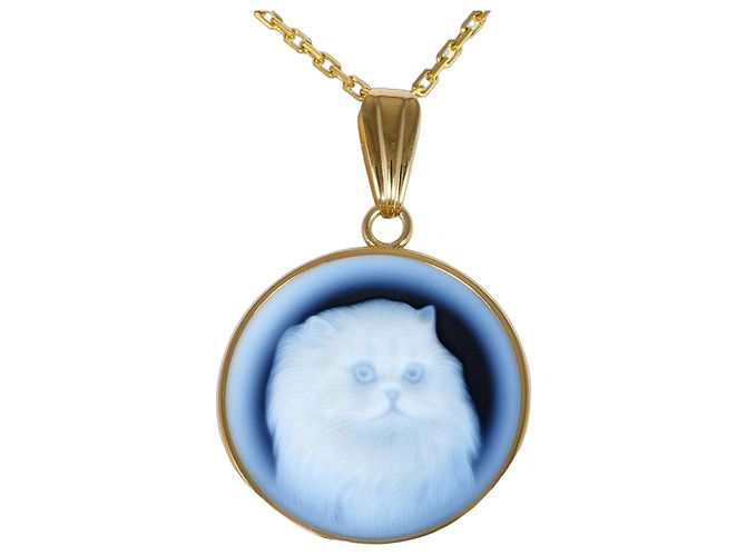 Autre Marque Collar de oro amarillo 18K con camafeo de piedra