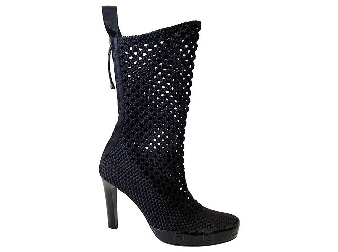 Fendi boots in black fabric