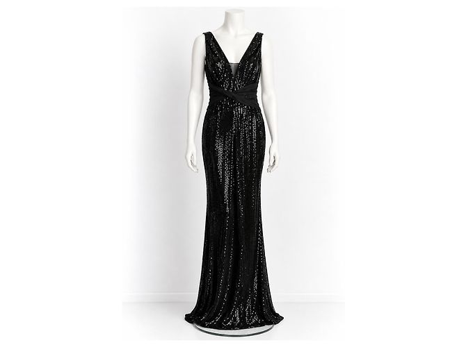 Vera Wang Abendkleid mit schwarzen Pailletten