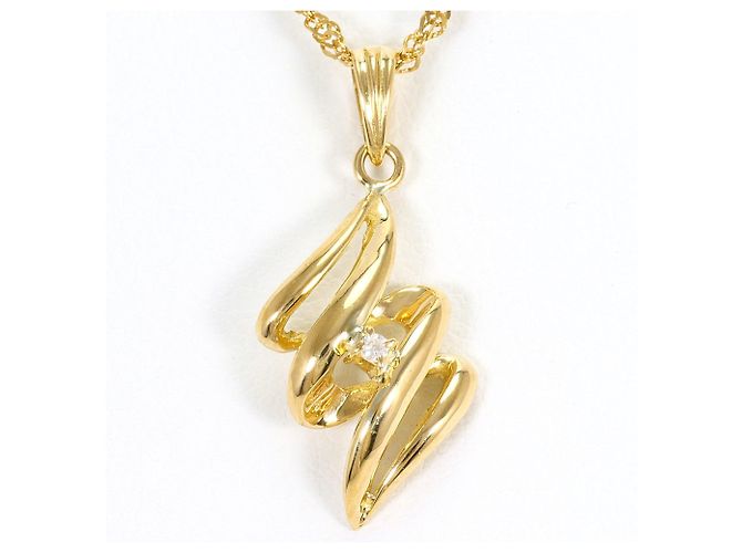 Autre Marque 18K Gelbgold-Halskette mit Diamant