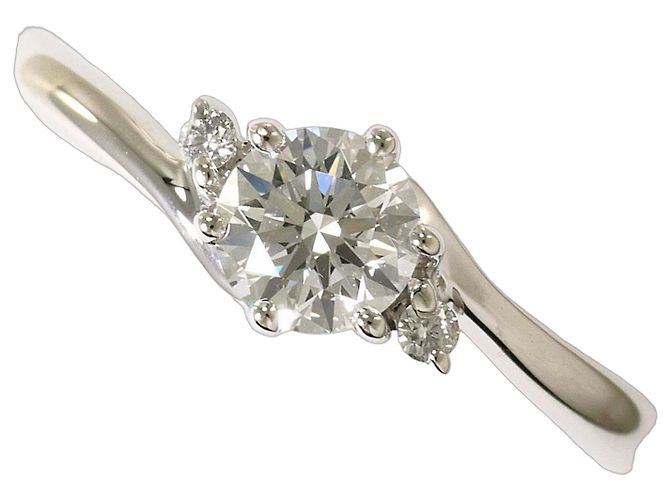 Autre Marque Anel Aliança de Platina e Diamantes