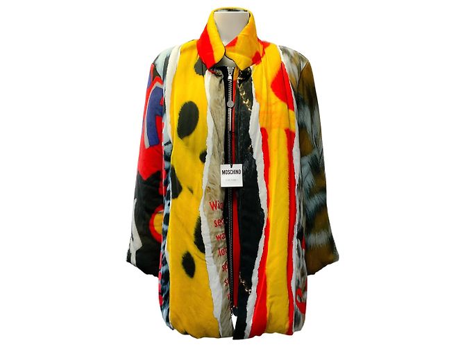 Moschino Yellow Multi Puffer Coat