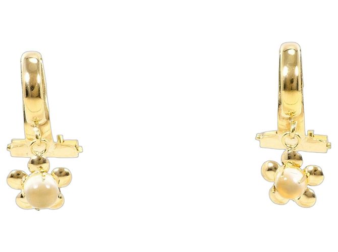 Autre Marque Brincos de pressão em ouro amarelo 18K com pedra da lua