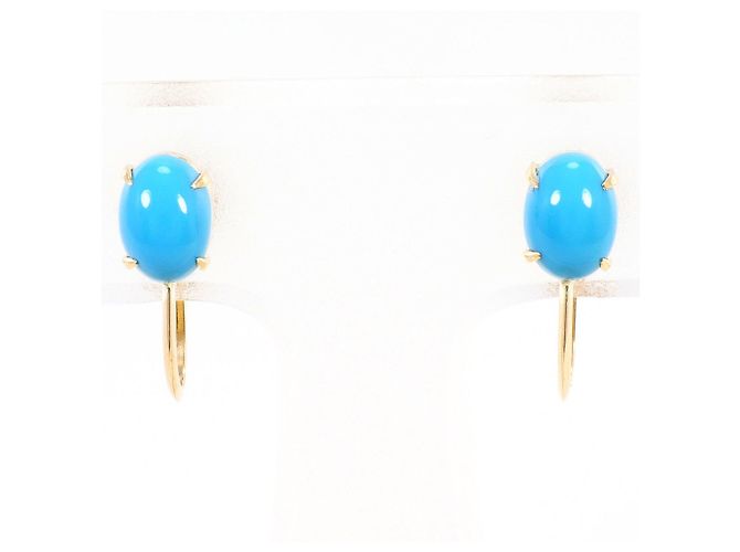 Autre Marque Pendientes de clip en oro amarillo 18K con turquesa